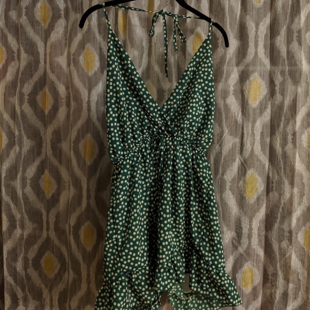 Green floral romper